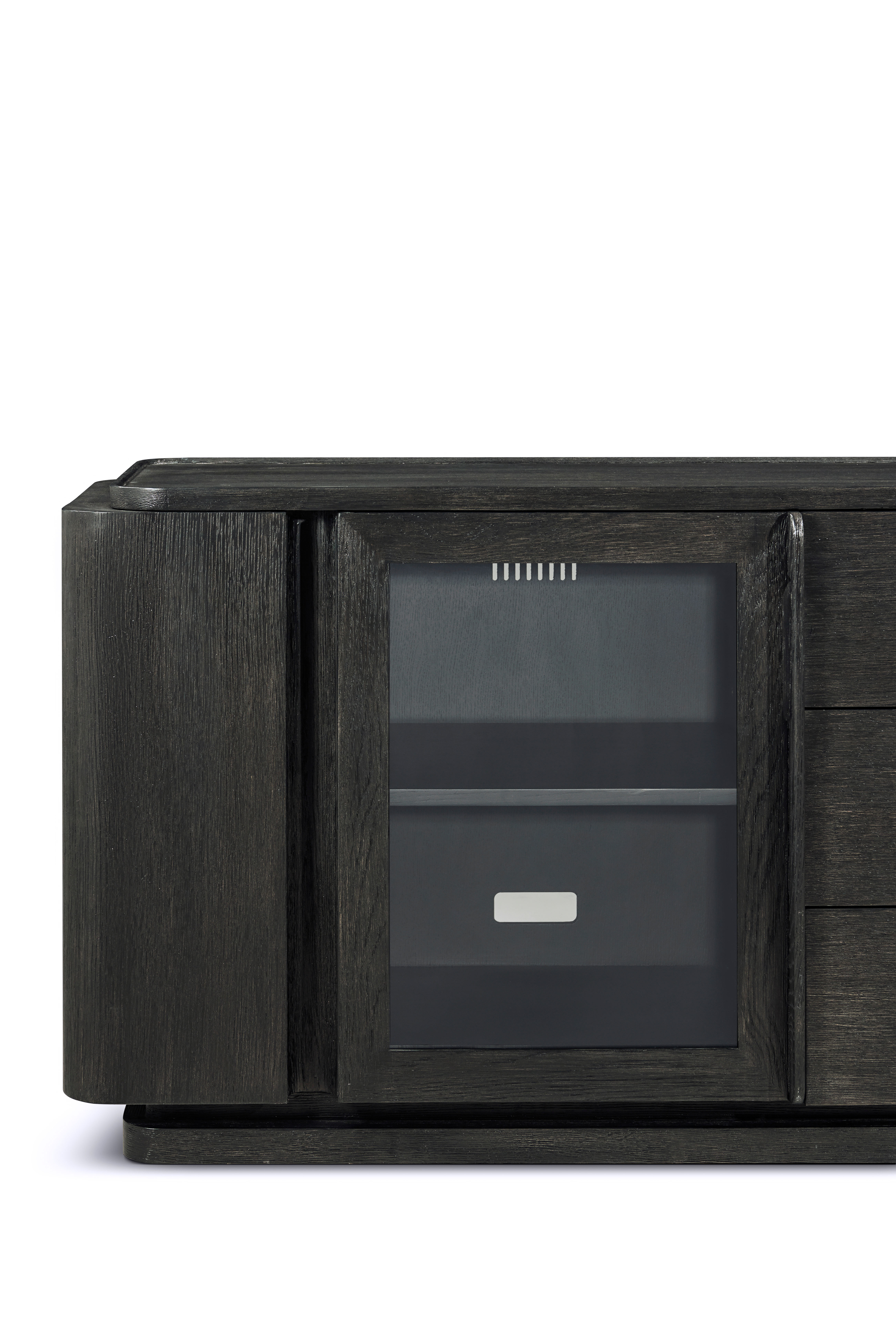 Repose Glass Door Media Console | Theodore Alexander