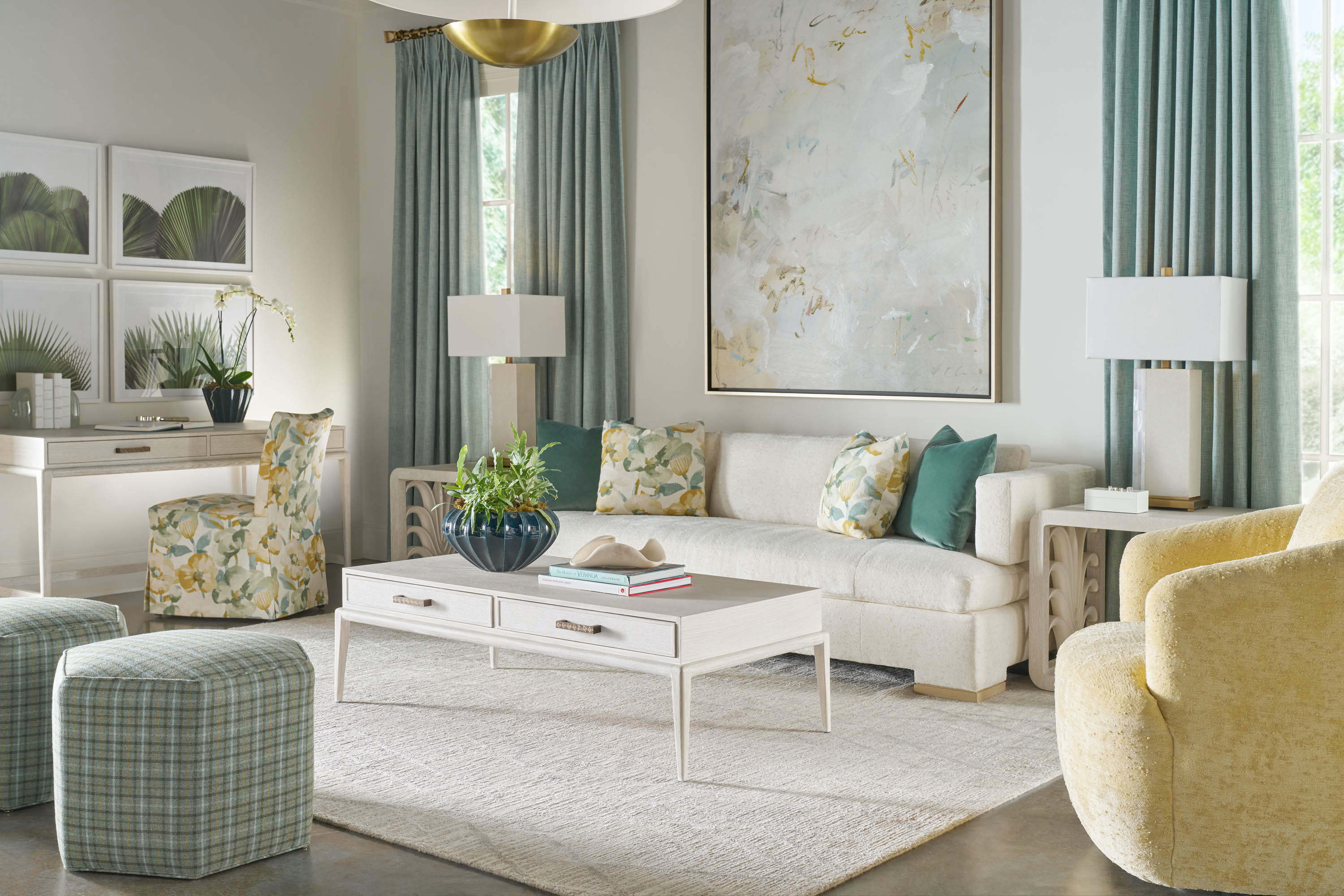 Singer Cocktail Table with Wallpaper | Theodore Alexander