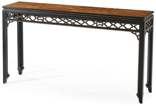 Long Hall Burl Console Table